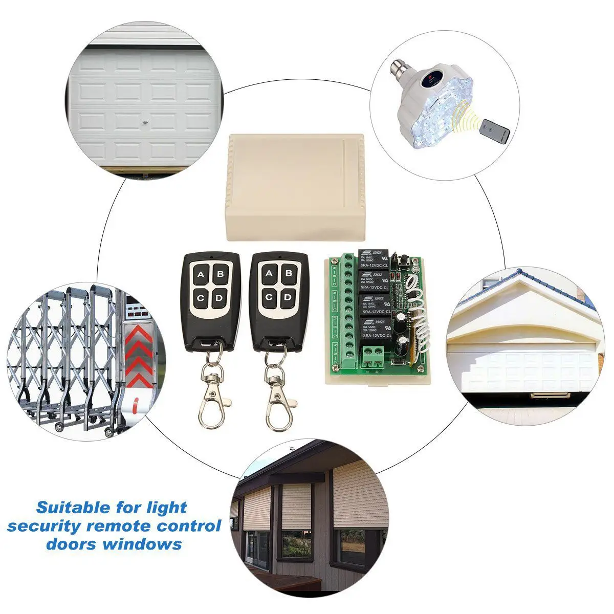 Interruptor de Control remoto inalámbrico, 12V, 4 canales, 433Mhz, circuito integrado con 2 transmisores, piezas de repuesto DIY, Kits de herramientas