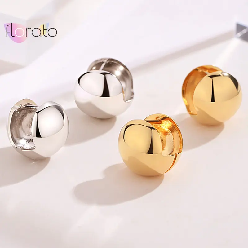 925 Sterling Silver Needle Minimalist Metal Ball Stud Earring for Women European and American Retro Style Earring Trendy Jewelry