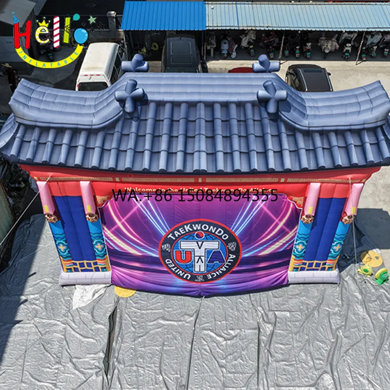 Custom Taekwondo Theme Inflatable Stage Archway Welcome Entrance Gate for Sports Tournament and Opening Ceremony Decor