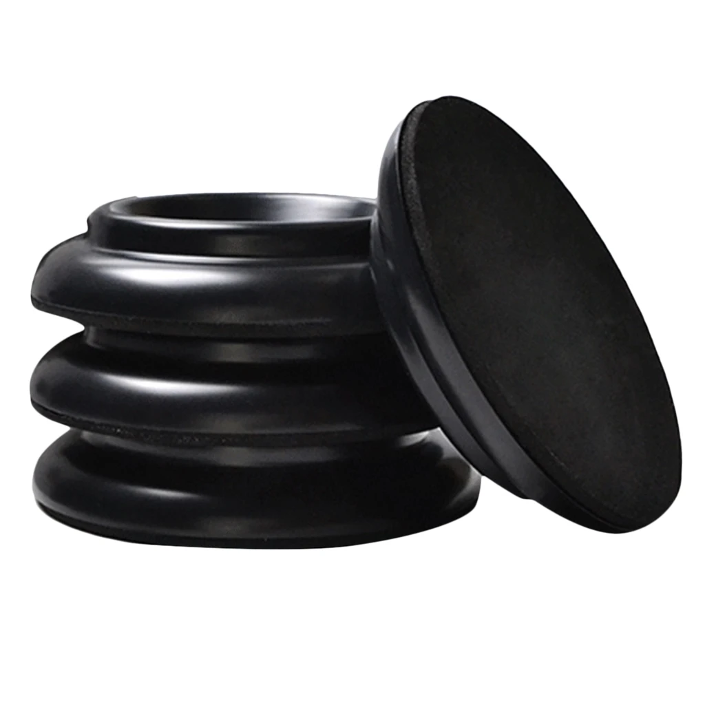 4 Pcs Round Black Plastic Piano Caster Cup Foot Pad for Upright Piano