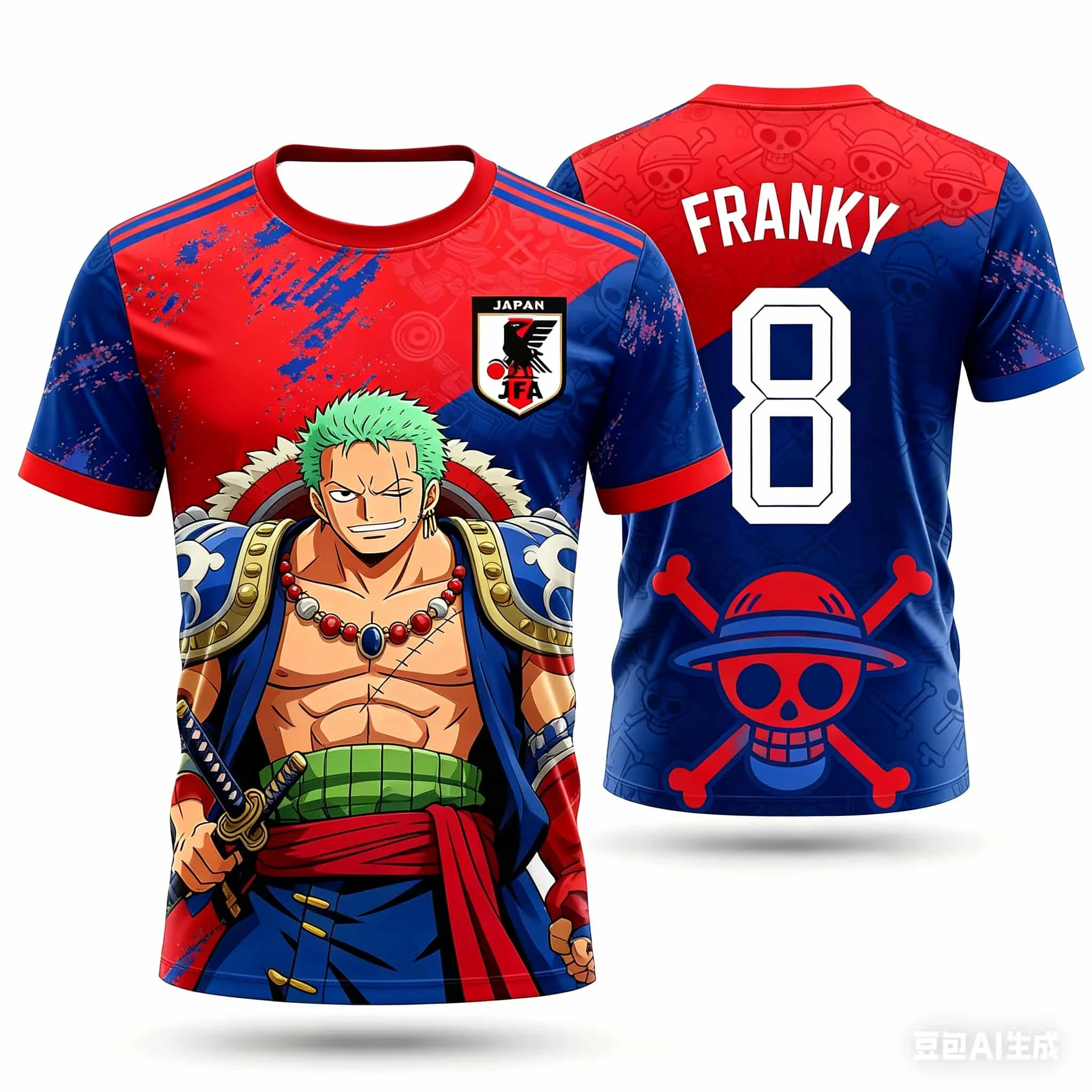 One Piece Tony Tony Chopper Japan Fußballtrikot, Unisex, für Kinder, schnell trocknend, atmungsaktiv, kurzärmelig, modische Streetwear, SportTops – Detail 5
