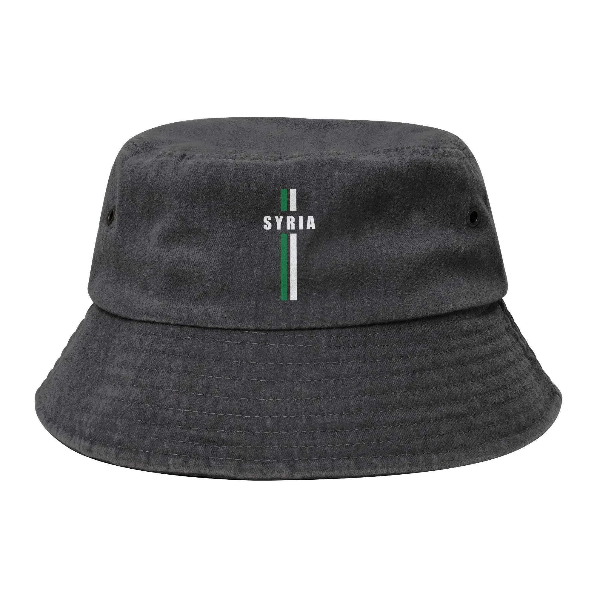 Vocation Headwear Syria Flag Bucket Hats Teen Distressed Cotton Hot Sun Hat The Syrian Arab Republic Ispoti Fishing Caps Outdoor