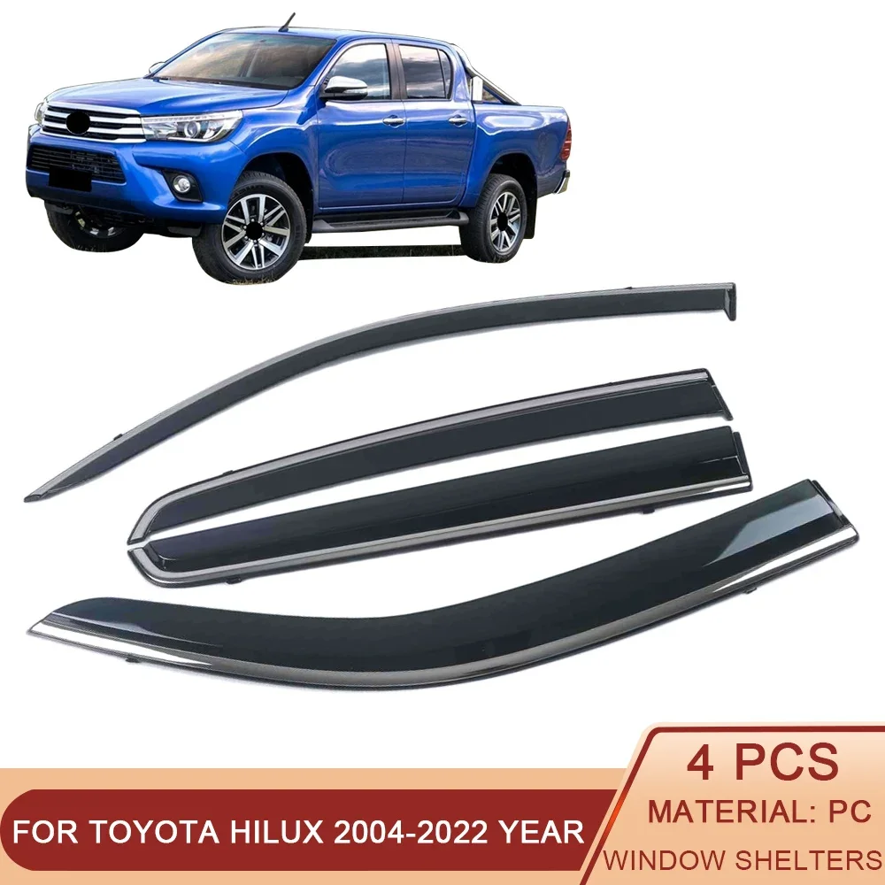 

For TOYOTA Hilux VIGO REVO 2004-2022 Car Window Sun Rain Shade Visors Shield Shelter Protector Cover Trim Frame Sticker