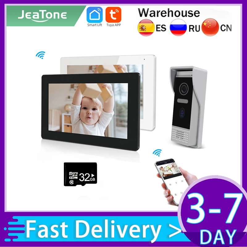 Jeatone-Wireless Video Intercom Doorphone, câmera de detecção automática, Smart Home Intercom Kit, Sistema de Controle, Tuya, 7\