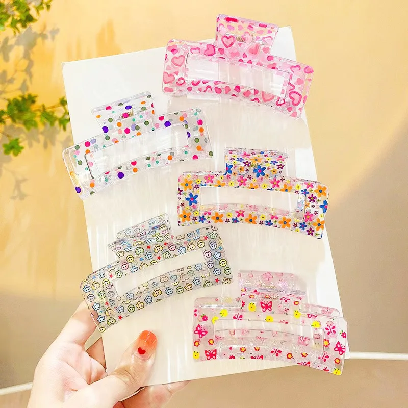 Cute Children\'s Jelly Hairpin Candy Color Big Grab Resin Girls Hairpin Back Head Hairpin Wholesale