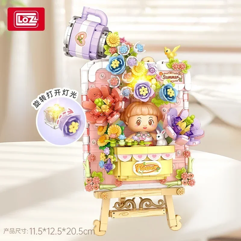 

loz building blocks Summer flower Panda three-dimensional painting creative birthday gift for children