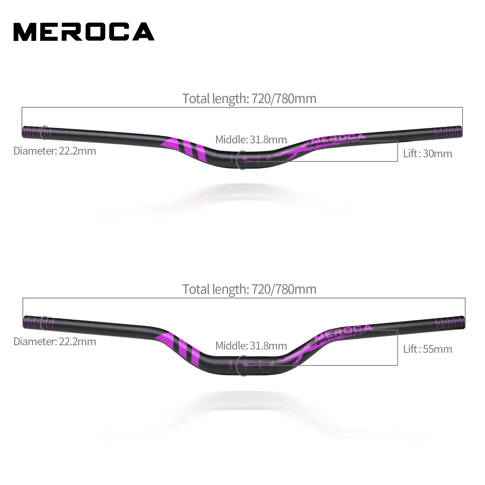 MEROCA دراجة المقود 31.8 مللي متر ارتفاع 30 مللي متر/55 مللي متر طول 720 مللي متر/780 مللي متر عالية القوة سبائك الألومنيوم ل الجبلية دراجة اكسسوارات