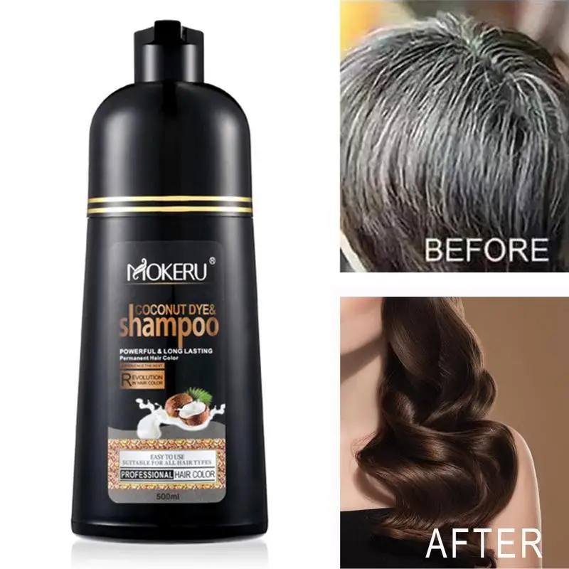 500ml Hair Color Shampoo Non-Stick Scalp Fast Acting Black Hair Dye Long Lasting No Fade Formula For Men Women