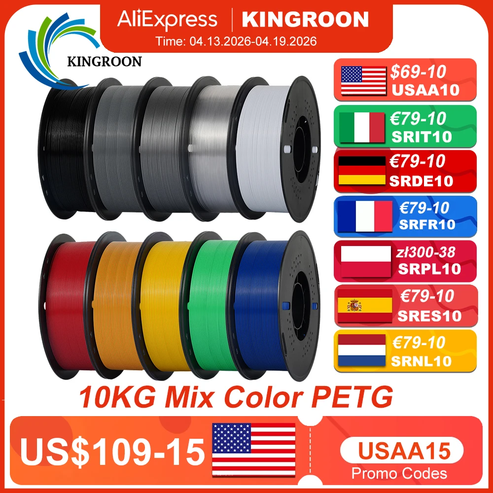 

10KG 1.75mm PETG Filament Tangle-Free, High Quality 3D Printing Eco-friendly Plastic Consumables 22LBS, vacuum packaging 3D Prin