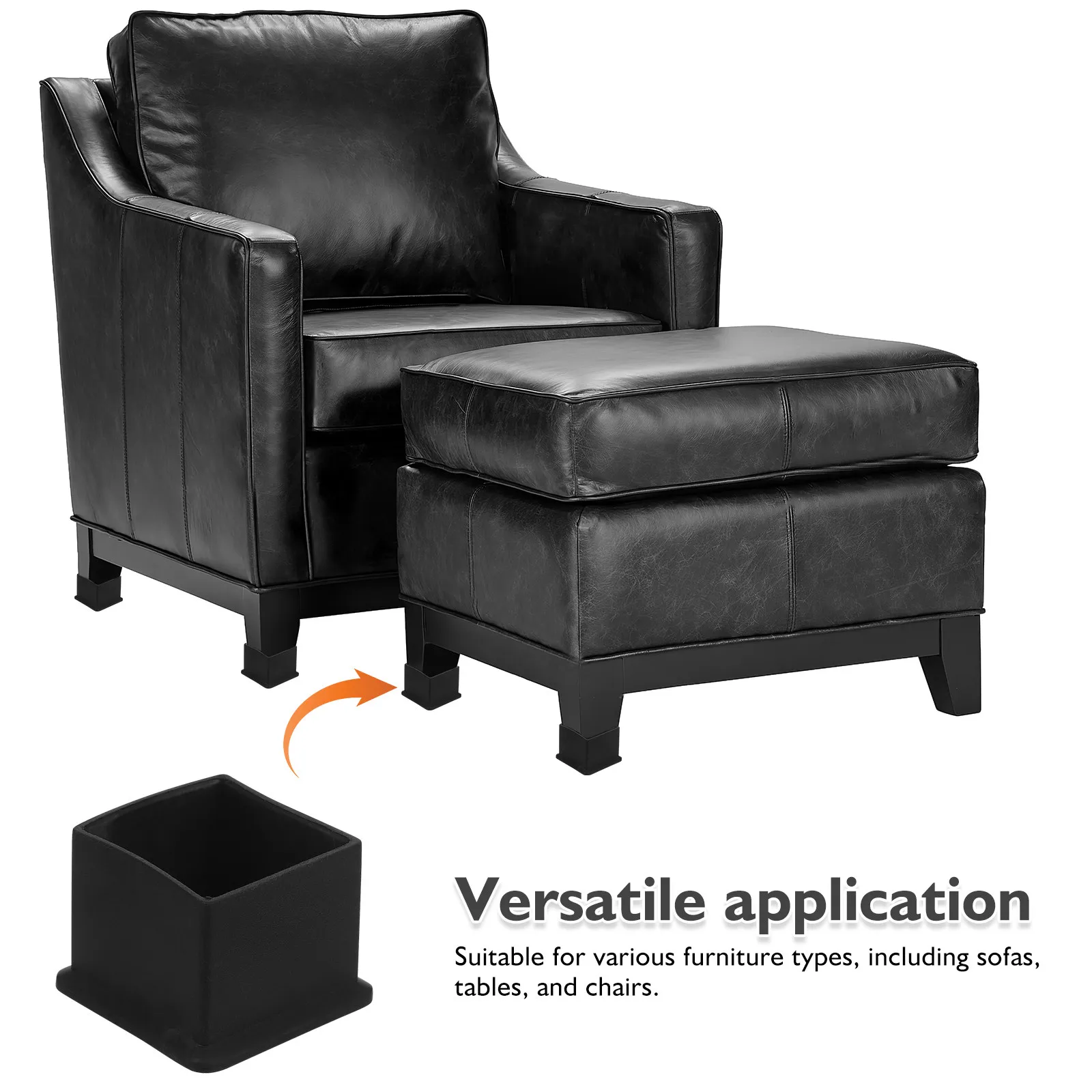 20Pcs Furniture Soft PVC Leg Covers Square Chair Feet Floor Protectors Non-Slip Water Resistant Table Leg Caps for Hardwood