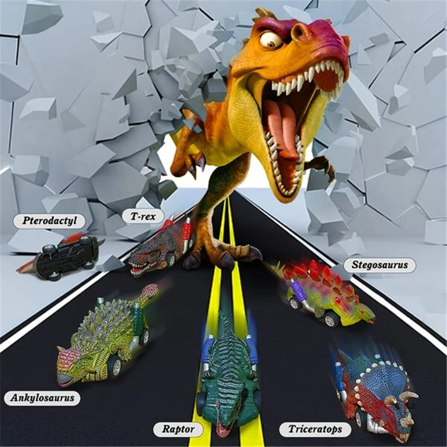 

6PCS Dinosaur pull back car kids play model new year gift toy Adult party games suitable for Halloween/Christmas/Thanksgiving