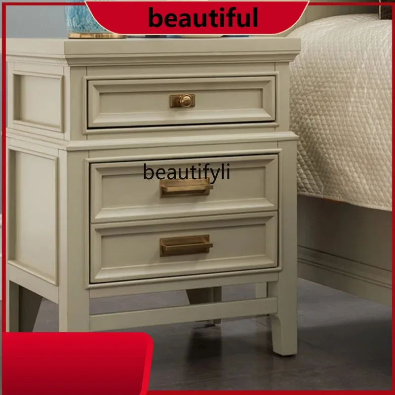 boxwood simple American rural solid wood bedside table simple modern bedside table locker H