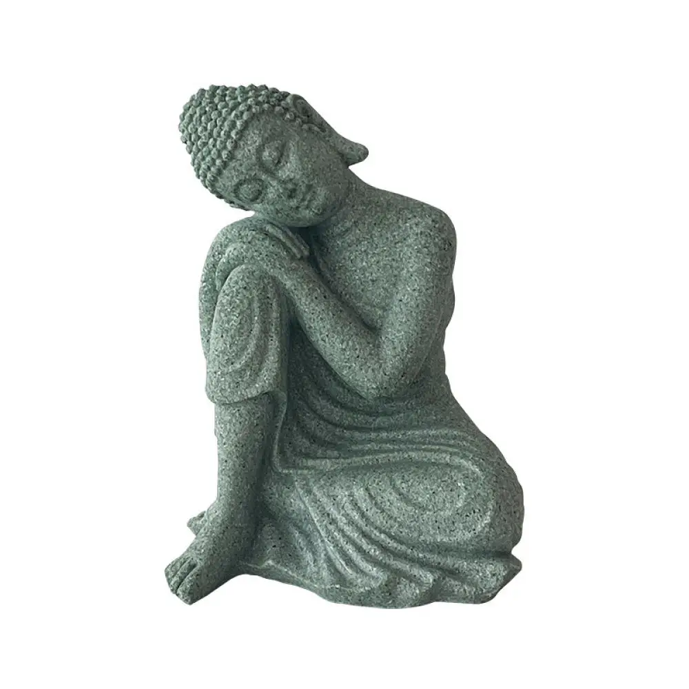 Meditation Buddha Sculpture Sandstone Ornament Zen Home Decoration Tabletop Aquarium Landscape Figurines Minimalist Style