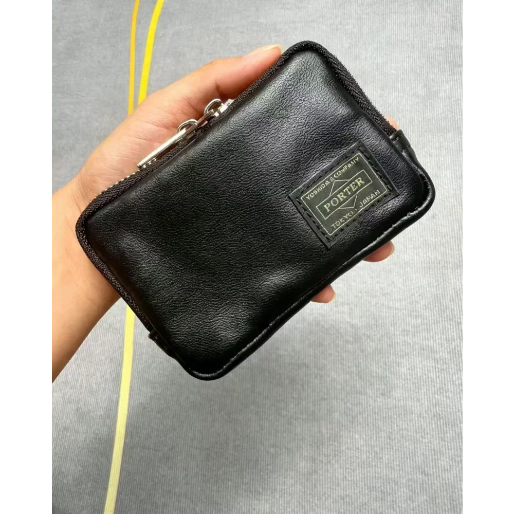 Porter Multi Coin Case Sheepskin Mini Small Coin Wallet Portable Card Holder Multi Compartment Travel Purse Daily Use