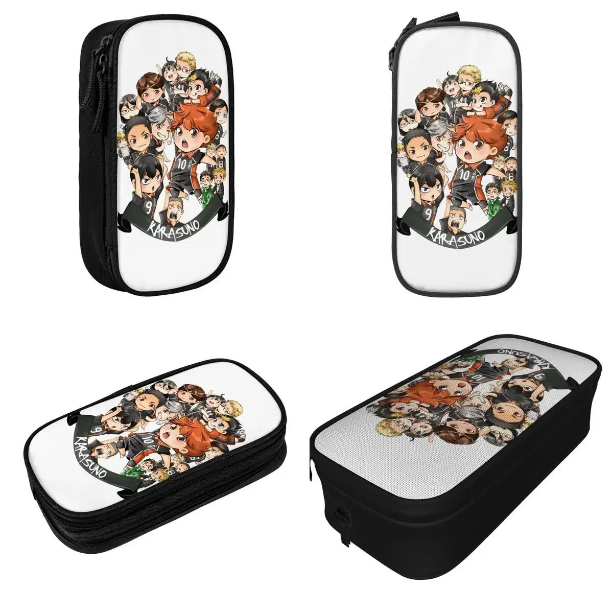 Team Karasuno Pencil Case Haikyuus  Anime Bokuto Volleyball Pencil Box Pen Holder Large Storage Bag Office Zipper Stationery