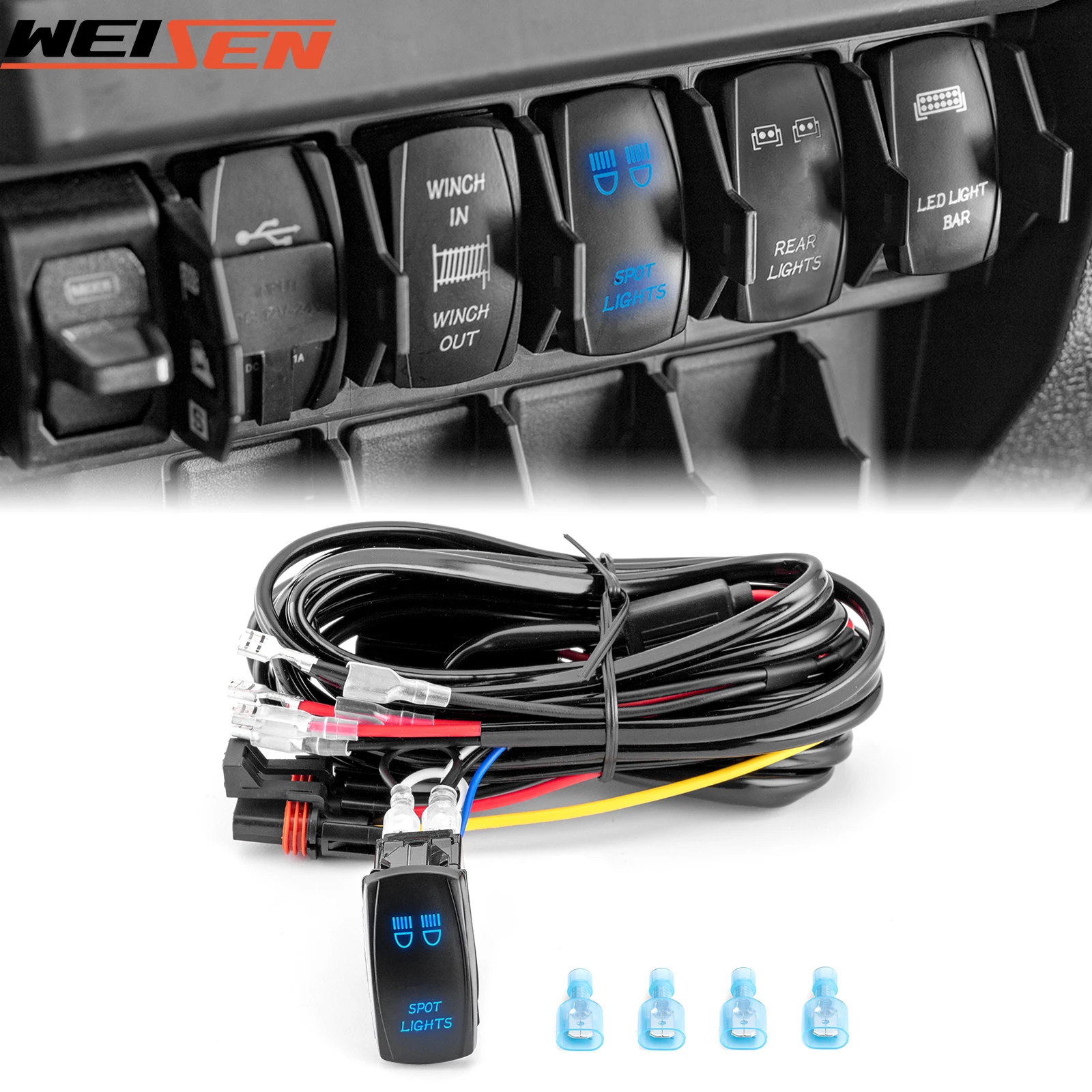 For Polaris General/Ranger/RZR PRO/TURBO/Trail/RS1/Xpedition Wiring Harness Kit 12V 300W Fit LED Light Bar/Spot Light/Work Light