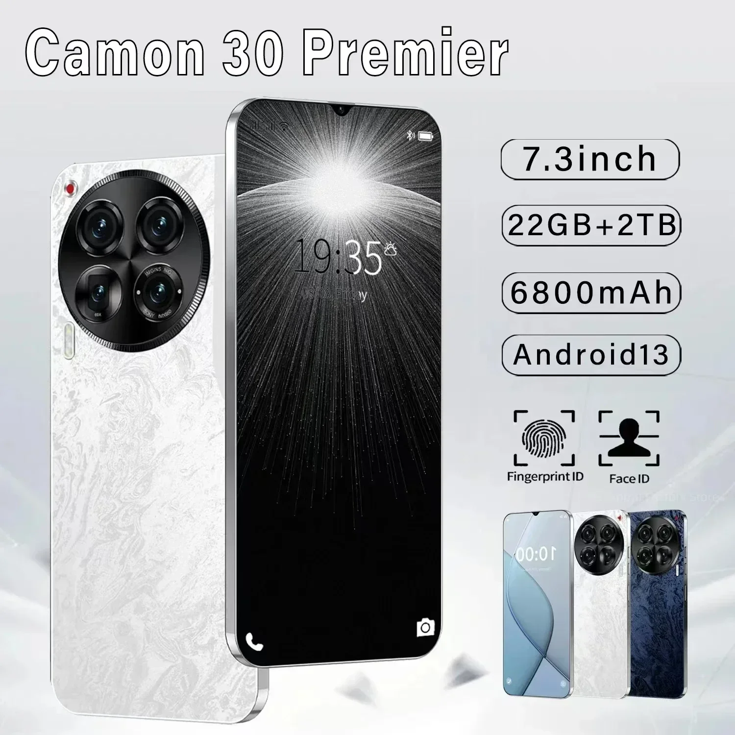 

Camon 30 Premier 5G Smartphone Unlocked Phone with Android 14.0 Qualcomm 888 10 Core 6800mah 50+108MP Camera Global Edition