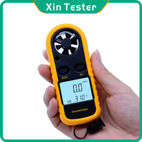 Xin Tester Digital Wind Air Anemometer Speed Gauge Meter 30m/s (65MPH) Mini Anemometro LCD Air Velocity Measure Tool GM816