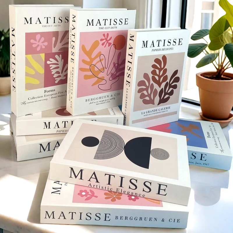 Matisse-caja de almacenamiento de libros falsos de lujo, libros decorativos abstractos, mesa de centro, dormitorio, estante rosa, decoración del hogar, Bauhaus Picasso Boho