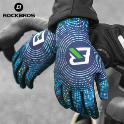 ROCKBROS Winter Gloves Windproof Thermal Warm Cycling Gloves Silicone Anti-Slip Motorcycle Ski Touch Screen Fleece Gloves