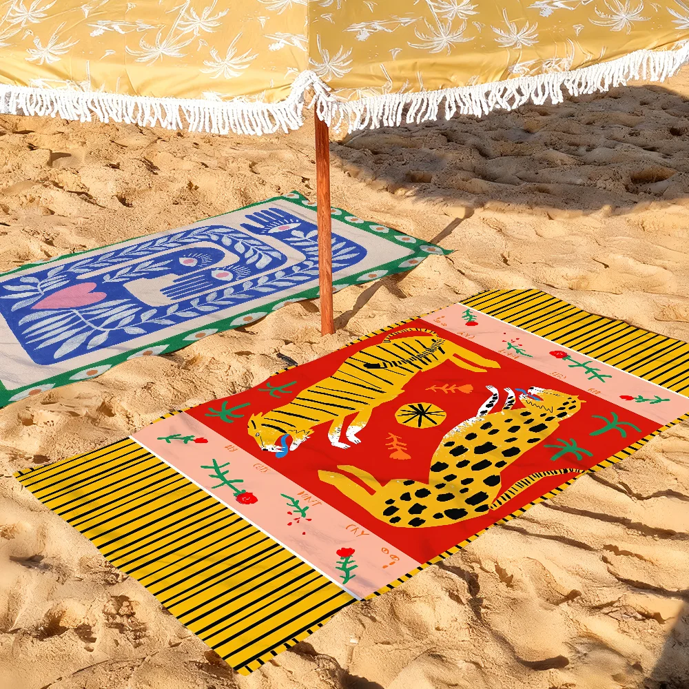 Ancient Egypt Tigers Leopard Towel Quick Dry Soft Yoga Swimming Fitness Mountain Climbing Large Beach Towels