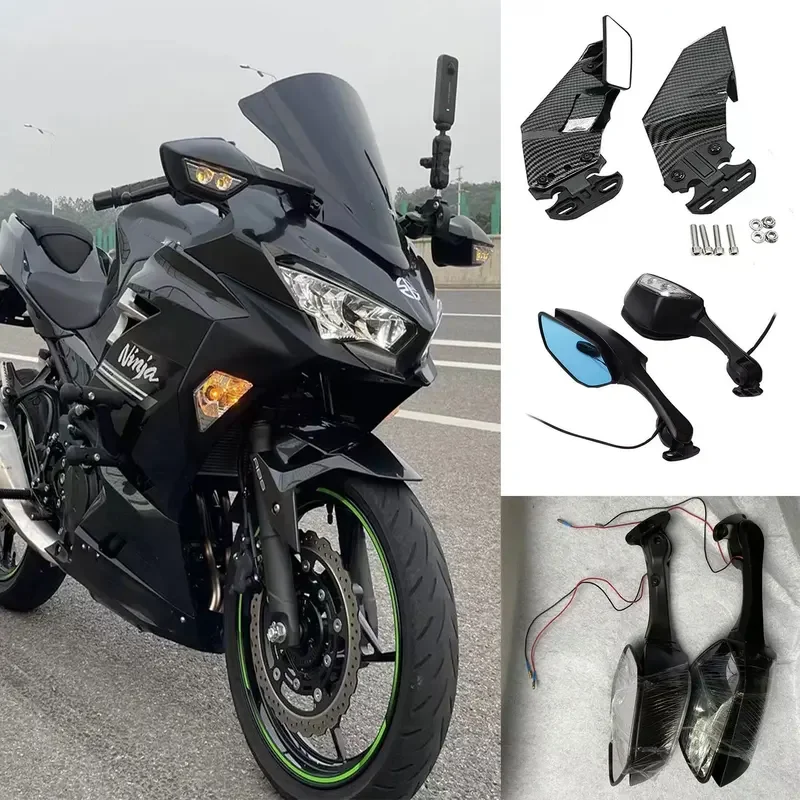 

For Kawasaki Ninja 400 Z400 EX400 2018-2022 2023 2024 Motorcycle Side Mirrors Winglets Wind Wing Adjustable Rotating Rearview