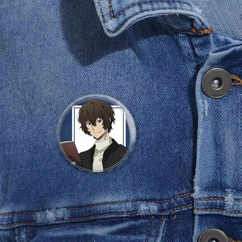 Anime Figure Meme Brooches on Backpack Creative Round Button Pins Osamu Dazai Atsushi Chuuya Nakahara Badge Clothes Accessories