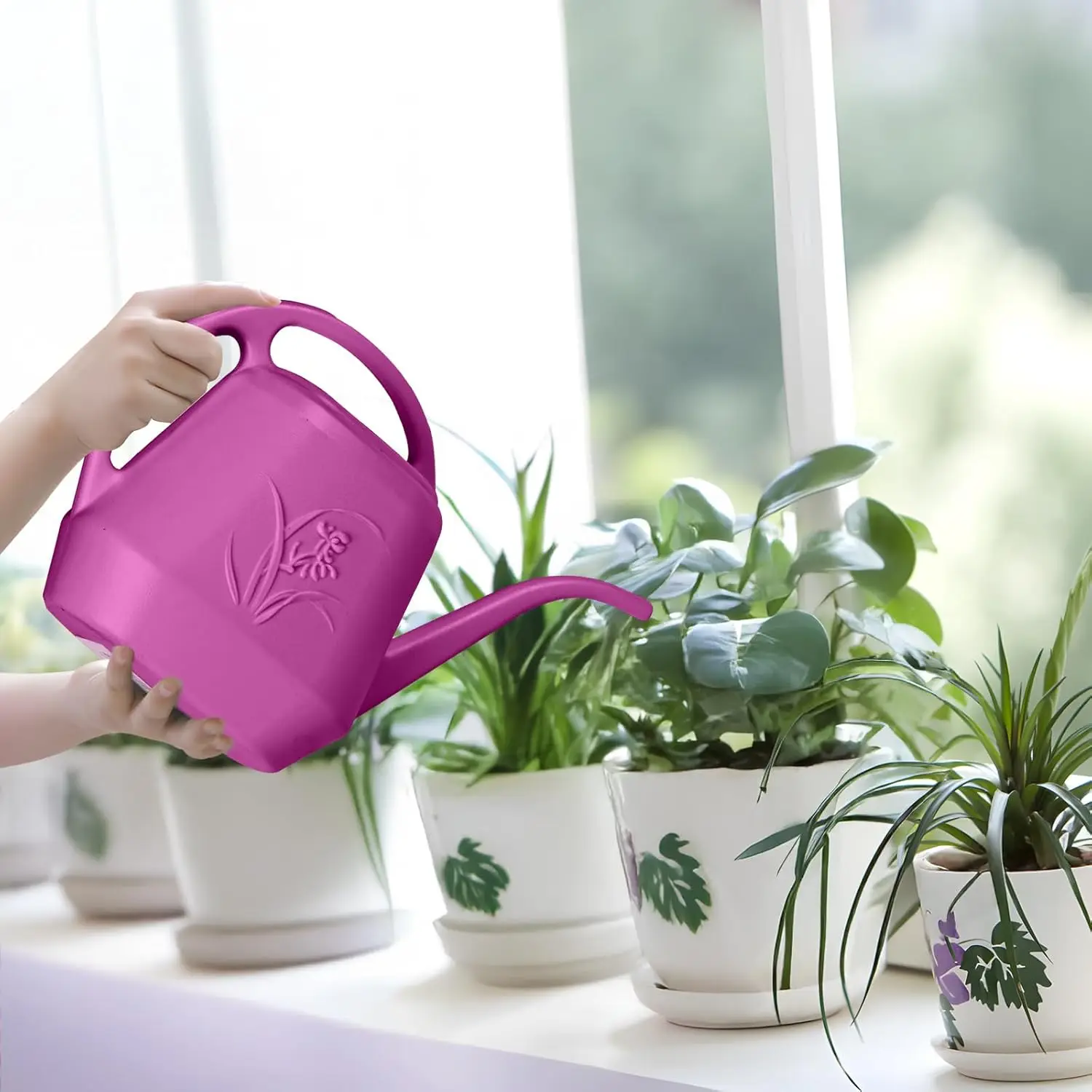 Plastic Watering Can 1 Gallon with Long Stem Spout for Garden Watering view 6