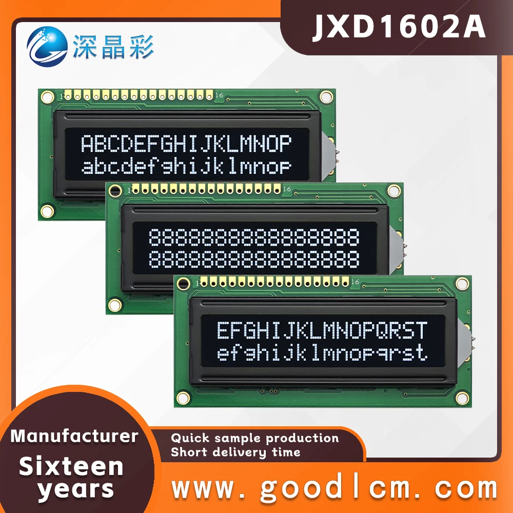 Manufacturer's LCD screen JXD1602A VA White Negative 16X2 character screen high standard industrial LCM display module