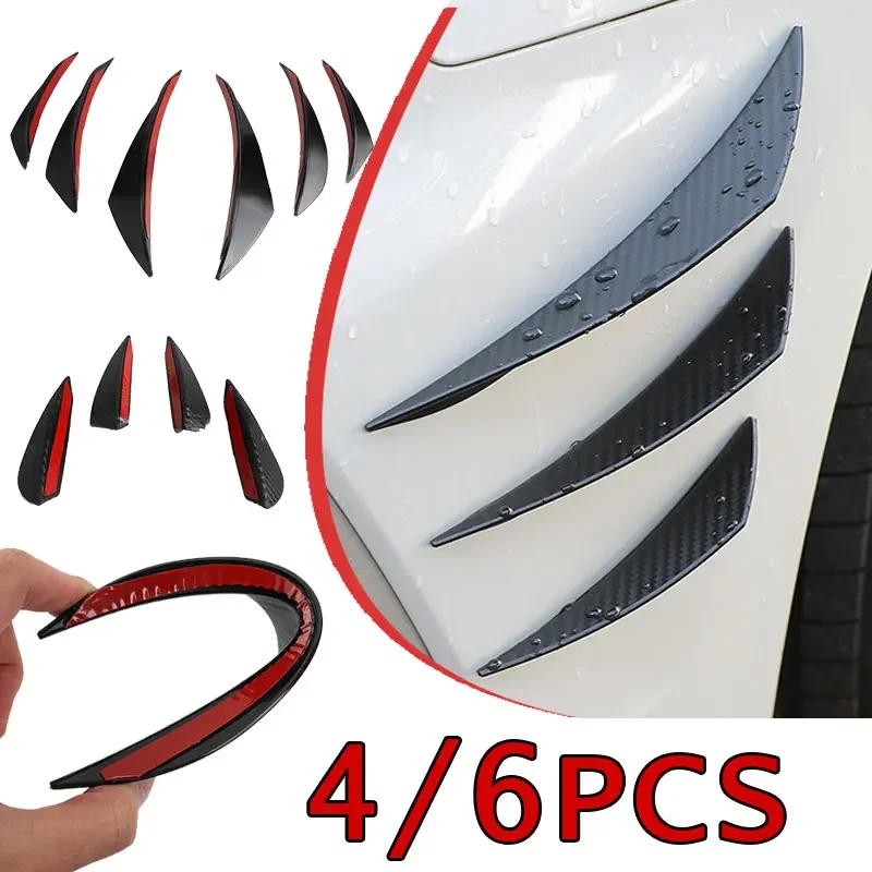 4/6pcs Front Bumper Lip Decoration Diffuser Splitter Fins Body Spoiler Canard Auto Modified Canard Exterior Parts Universal