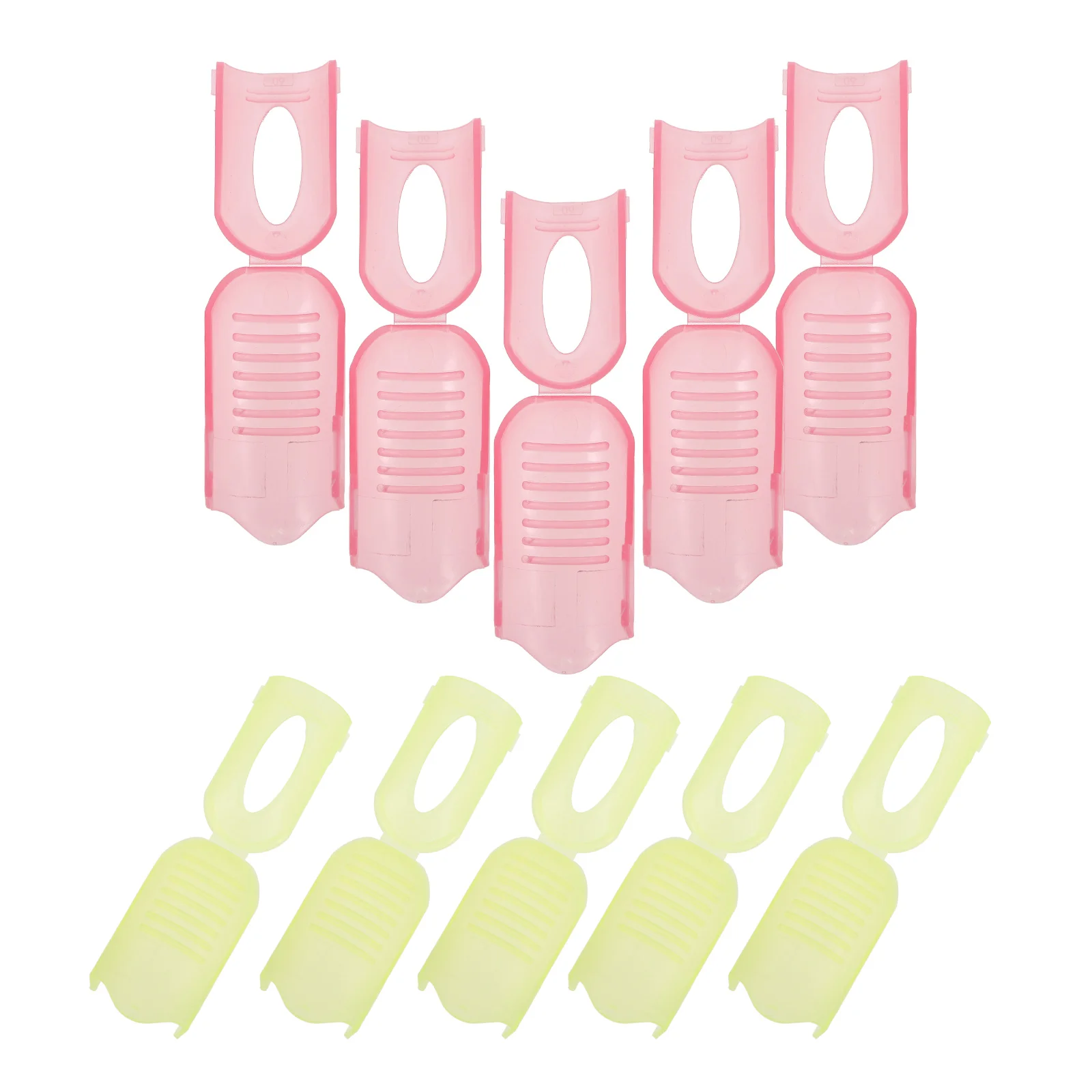 

10pcs Nail Clip for Gel Nails Adjustable Plastic Cap Tool Deep Pink Semi Transparent Yellow Nail Polish Remover Wrap Crystal