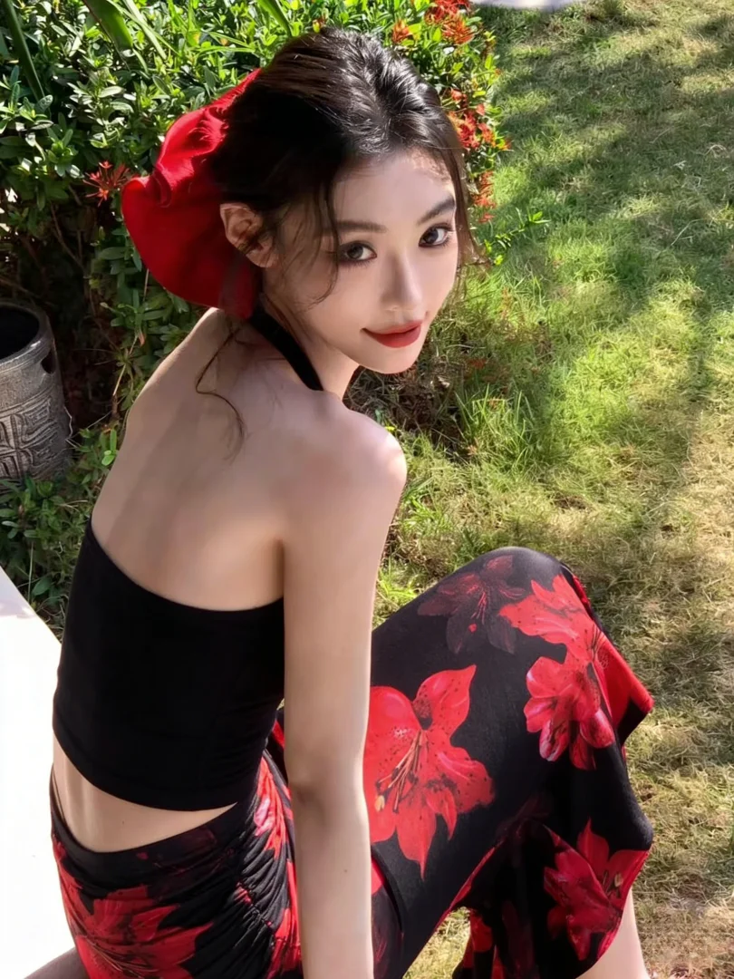 NUOMICI Retro Floral Print Women's Skirt Long Skirt Slim Fit Sexy Elegant A-line Skirt for Women's Beach Vacation Party Clothes
