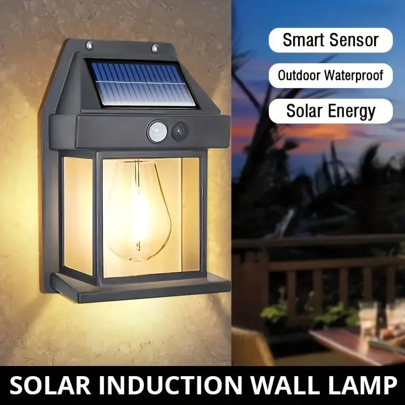 

Outdoor Solar Wall Lamp with 3 Modes Garden Courtyard Wall Light Porch Waterproof Tungsten Filament Lamp Solar Charging