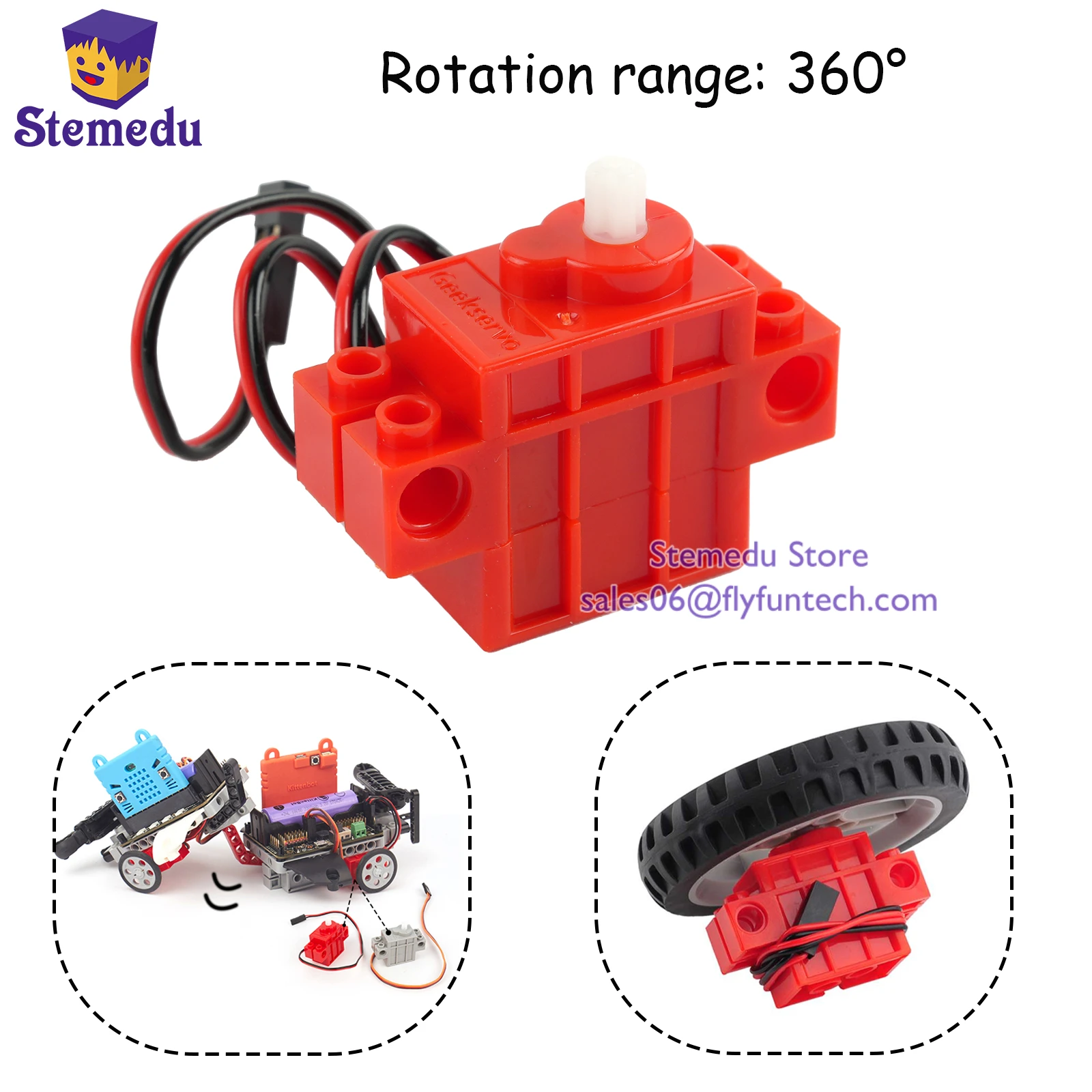 Geekservo 360 Degree Programmable Motor Compatible with Legoeds RC Model Support Kittenblock Makecode for Microbit Raspberry Pi