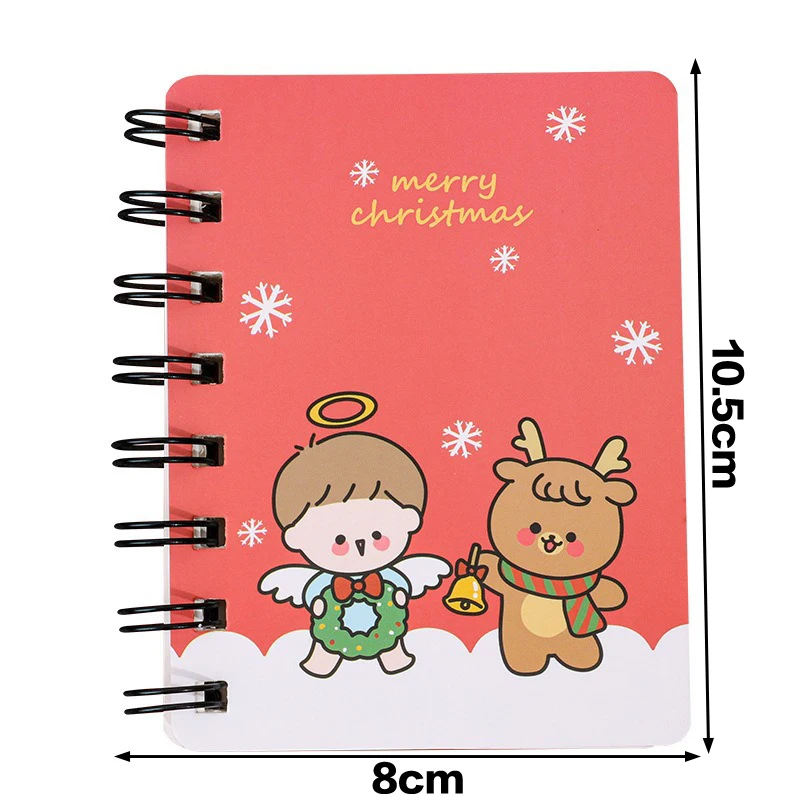 Christmas Mini Coil Notebook Cartoon Santa Claus Snowman Writing Notepad Kawaii Stationery Gift For Student School Supplies