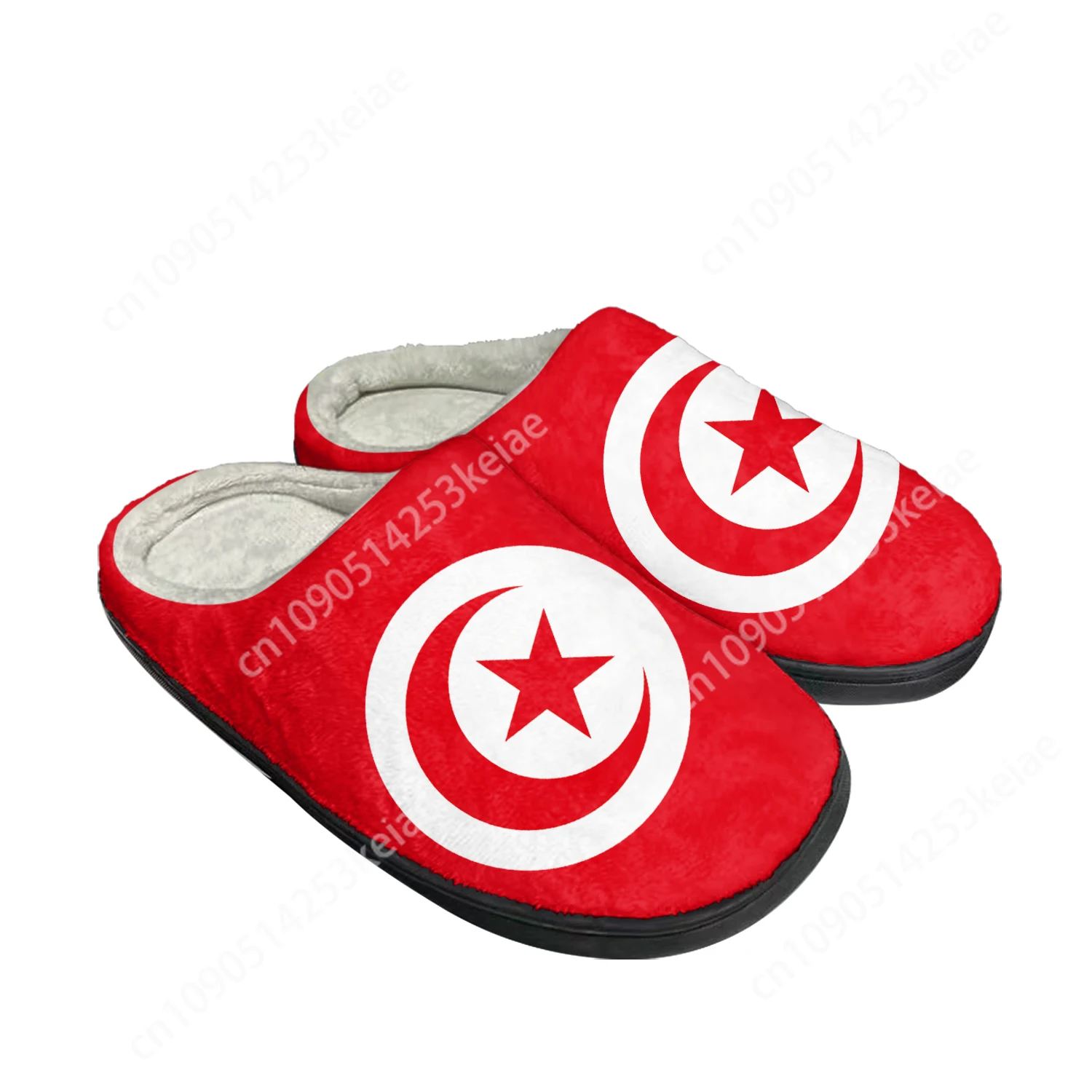 

Tunisian Flag Home Cotton Custom Slippers Men Women Sandals Tunisia Plush Bedroom Fashion Casual Keep Warm Shoes Thermal Slipper