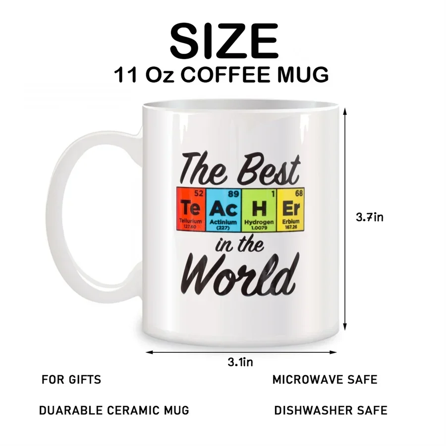 The Best Teacher In The World Mugs For Periodic Table Science Teacher Birthday Novelty Coffee Ceramic Tea Cups White 11 oz