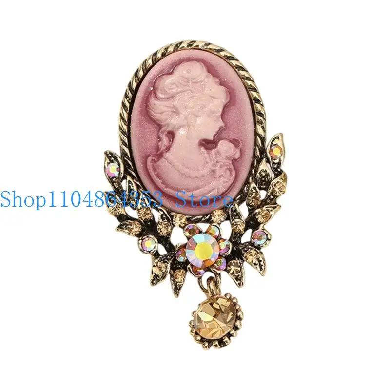 652F Stylish Alloy Brooch With Secure Clasp Crystal Embellished Lady Design Elegant Gift For Women