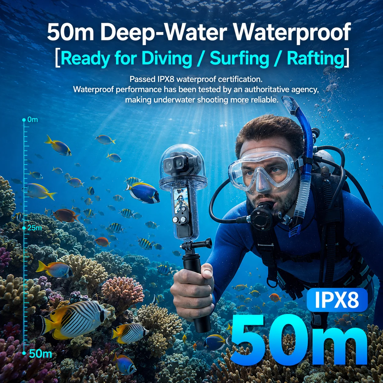 Für DJI Pocket 4 PRO Wasserdichtes Gehäuse IPX8 50m Tauchgehäuse Unterwasser-Schutzgehäuse Antibeschlag-PC-Linse Vlog-Kamera-Zubehör – Detail 3