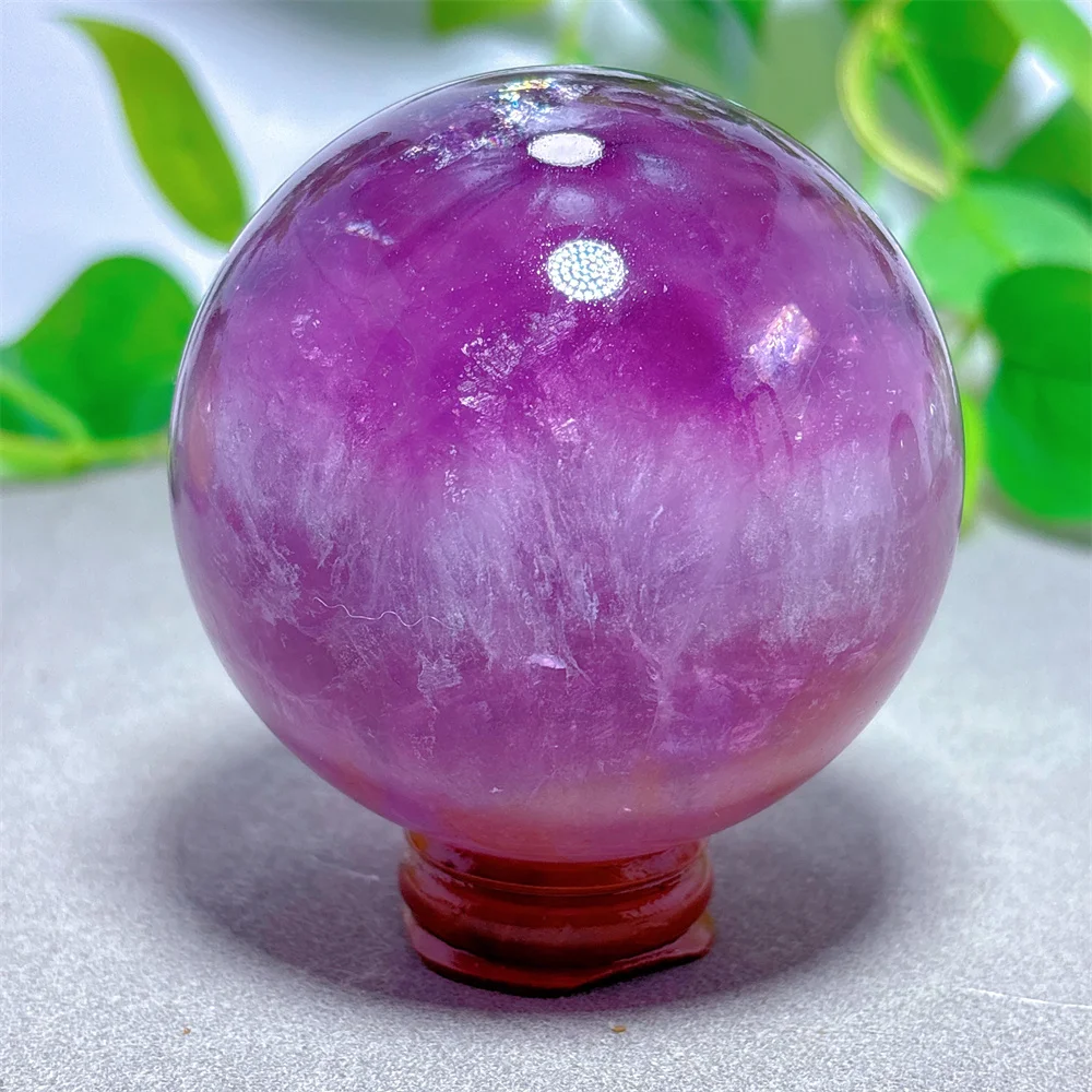 Rainbow Fluorite Sphere Crystal Natural Stone Quartz Minerals Home Decoritems Reiki Gifts Energy Healing Lucky Love +Stand