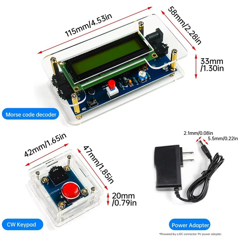 DC9V CW Decoder Morsecode Reader DIY CW Trainer Decoder Kit LCD Display Radio Printplaat Lassen Praktijk Kits