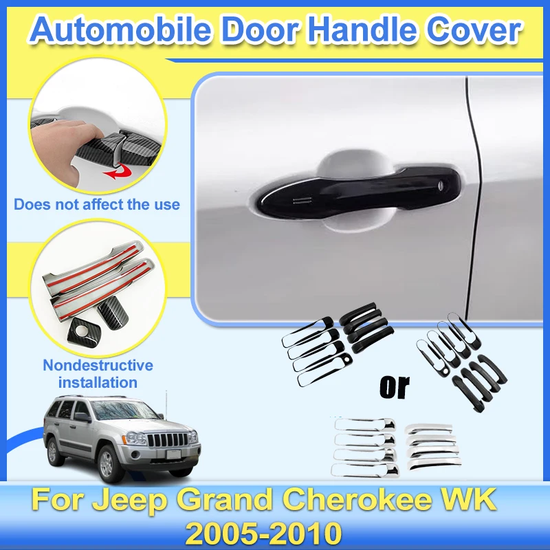 

Car Door Handle Covers For Jeep Grand Cherokee MK3 WK 2005-2010 2006 2008 Exterior Door Handle Outer Cover Stickers Accessories