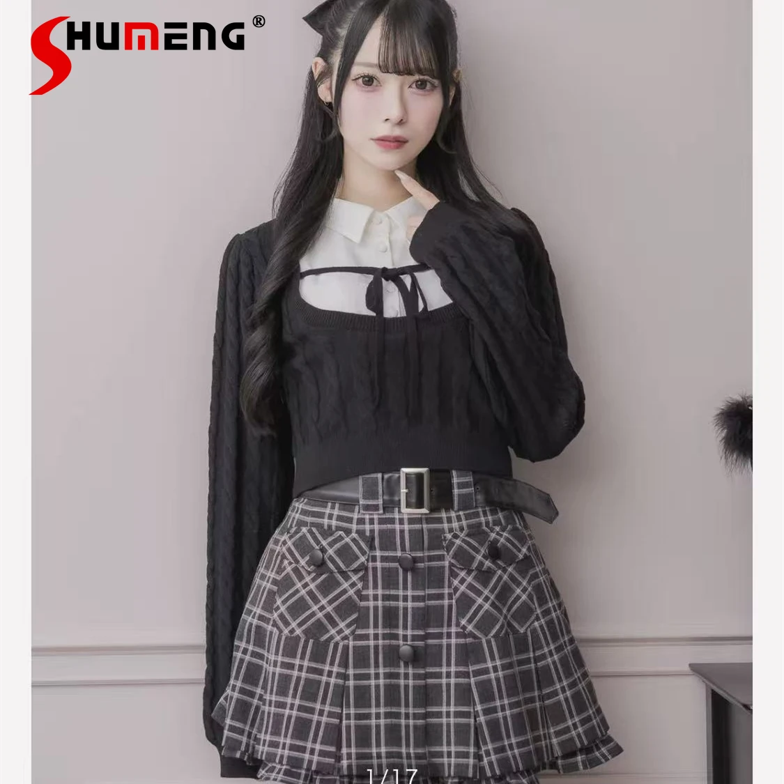 Japanischen Stil Süße Mode Polo Kragen Pullover Frühling Herbst Neue 2025, Mädchen Frauen Slim Fit Casual Vielseitige Grundlegende Gestrickte Top