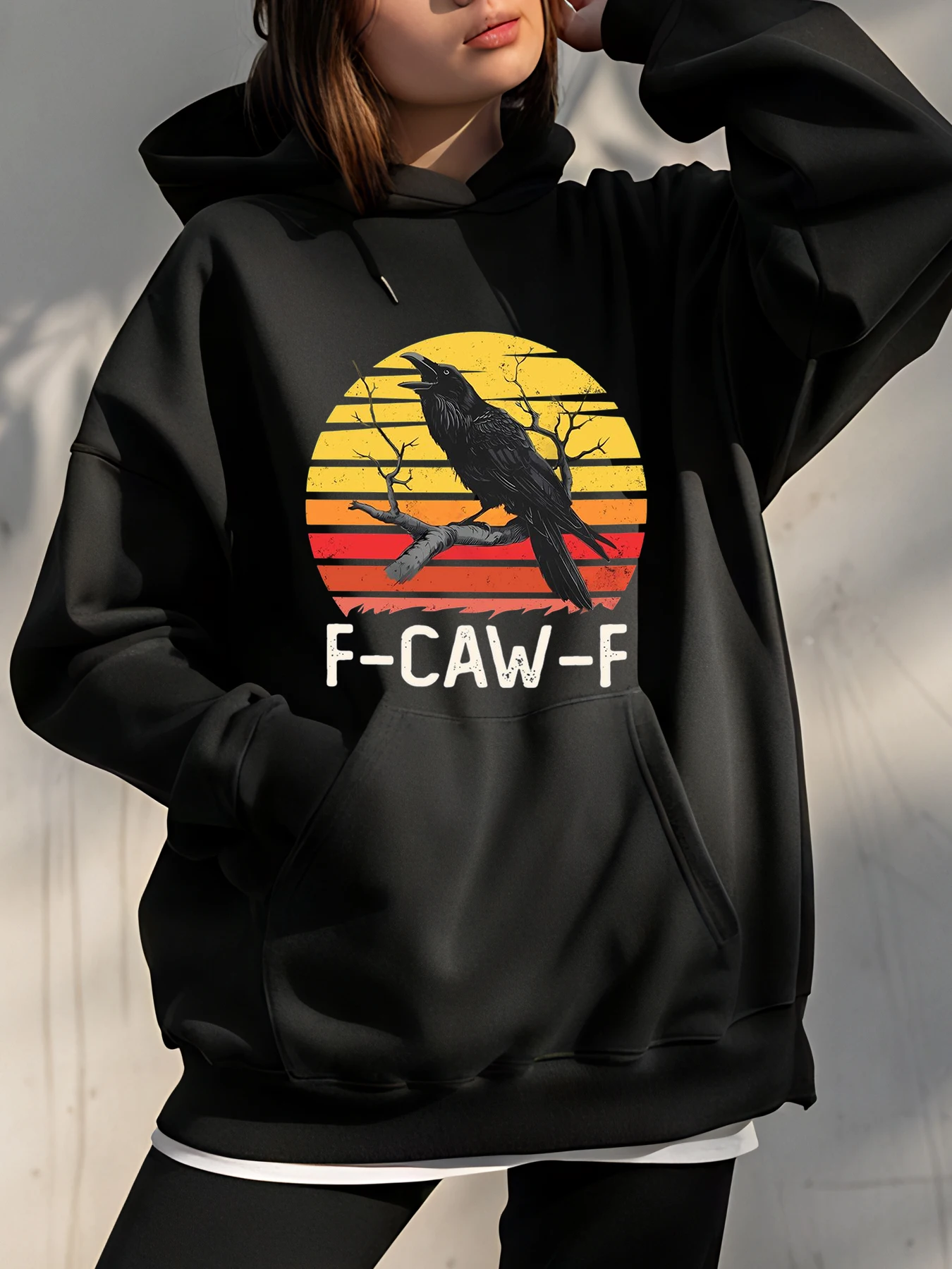 

Толстовка с принтом Raven Sunset, унисекс, повседневная уличная одежда для мужчин и женщин