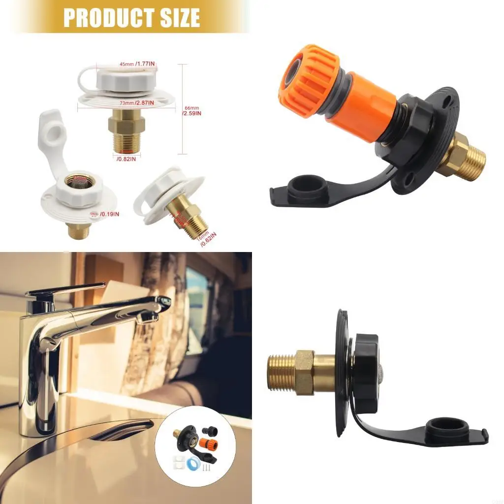 

G99F Water Fill Hatches Inlet RVs Water Connection Brass Fitting Compact Silicone Seal