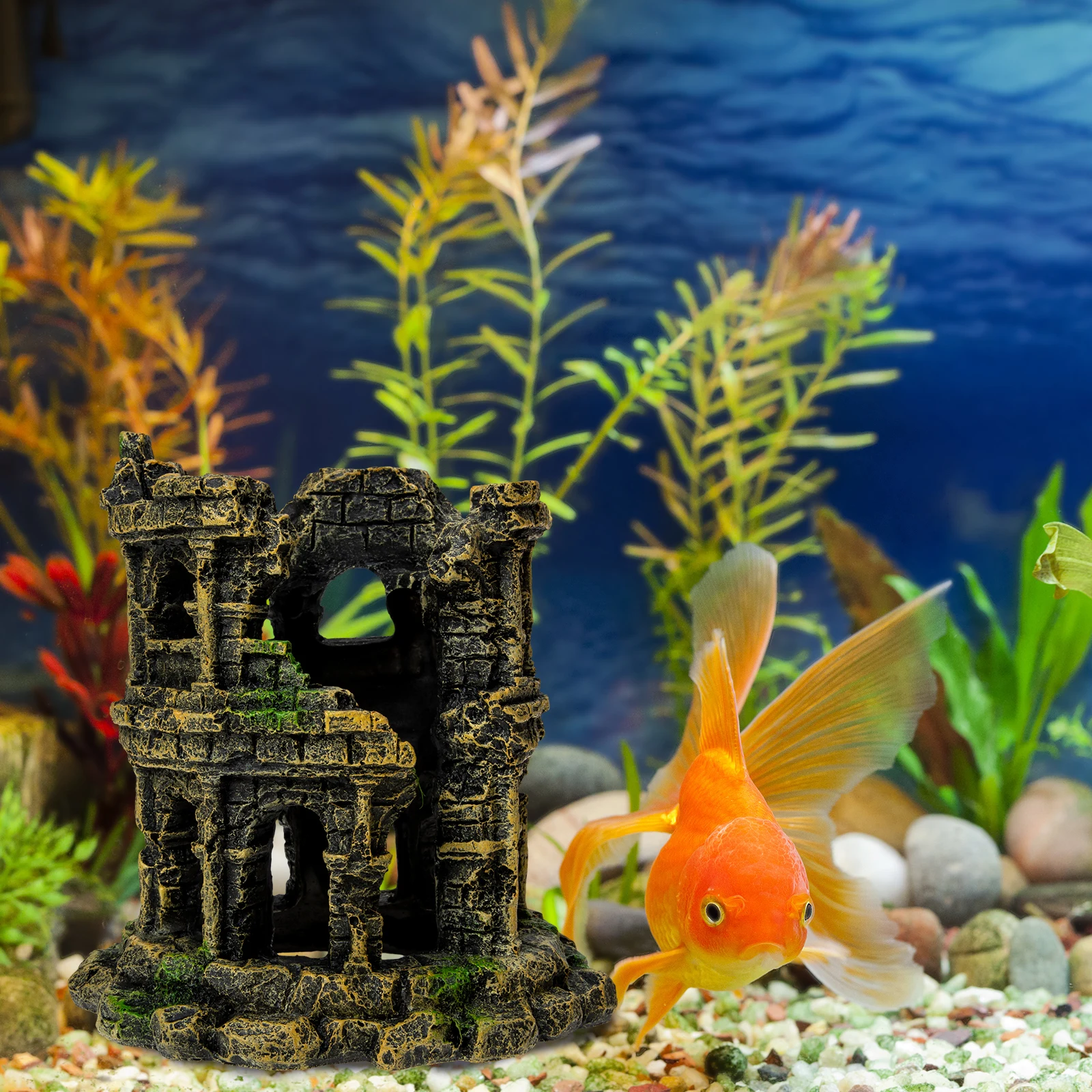 

Aquarium Roman Colosseum Ornament 1 Piece Resin Fish Tank Decoration Underwater Scene Retro Craft for Shrimp and Fish Shelter