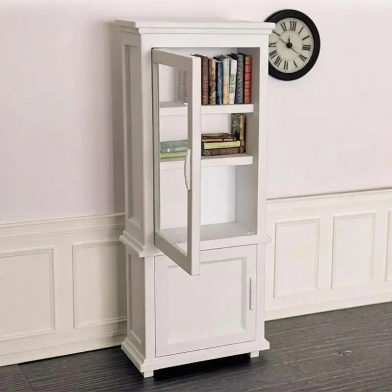 Small Scale Dollhouses Shelf With Spacious Storage Small Bookshelf Plastic Texture for Organizing Miniature Items A2UB