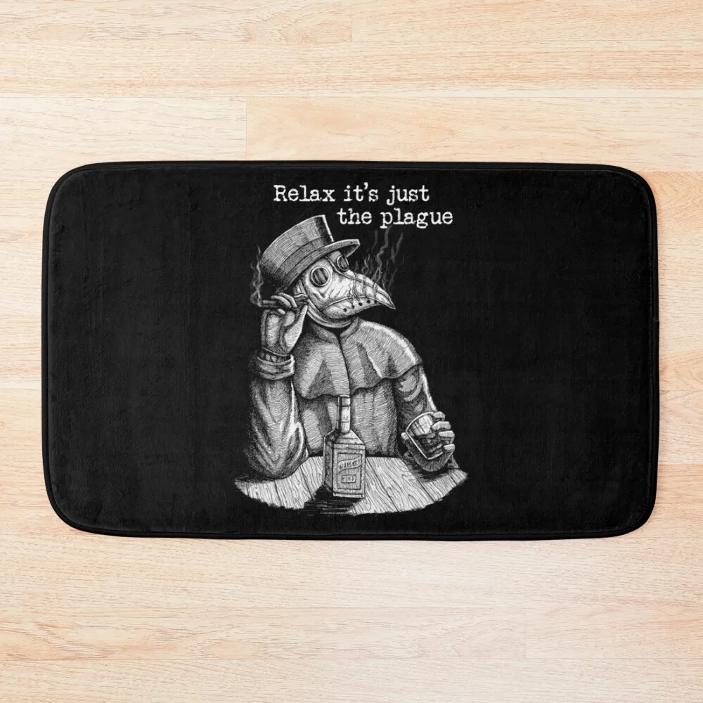 

Relax it's just the plague - vintage plague doctor Bath Mat Bathroom Shower Curtain Carpet In The Bathroom Mat