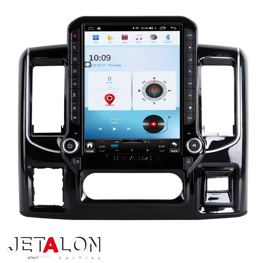 12.1inch Android 15 Vertical Screen Car Multimedia Video Player 4G GPS Navi Wireless CarPlay HU For Dodge RAM Trucks 2008-2011