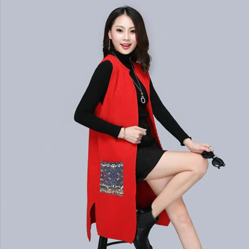 

Fashion Women's Autumn and Winter Clothing Casual Sleeveless Cardigan Knit Sweater Jacket Loose Warm Vest Street X202